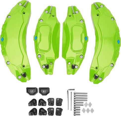 4PCS Car Caliper Cover, Aluminum Alloy Disc Brake Caliper Guard with Heat Dissipation for 2017-2023, 18in 19in Wheels Hub (Green) in Kuwait