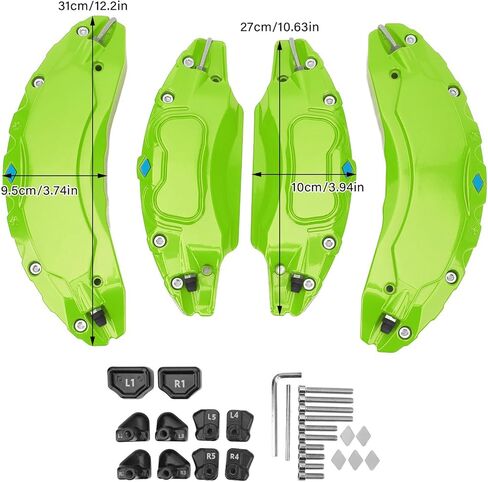 4PCS Car Caliper Cover, Aluminum Alloy Disc Brake Caliper Guard with Heat Dissipation for 2017-2023, 18in 19in Wheels Hub (Green) in Kuwait