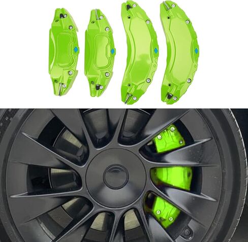 4PCS Car Caliper Cover, Aluminum Alloy Disc Brake Caliper Guard with Heat Dissipation for 2017-2023, 18in 19in Wheels Hub (Green) in Kuwait