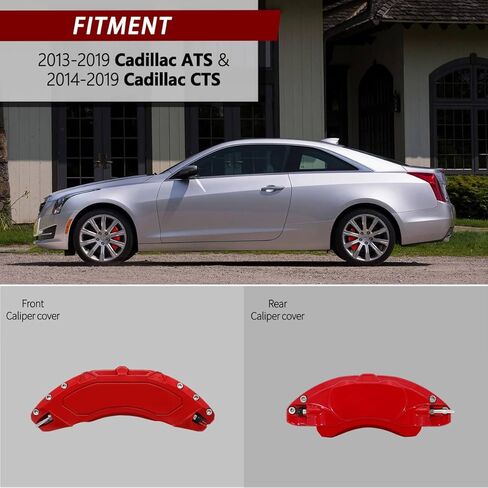 أغطية فرجار حمراء من AOOA لعام 2013-2019 كاديلاك ATS&2014-2019 كاديلاك CTS - أغطية فرجار ألومنيوم مخصصة DIY، سهلة التركيب، ترقية خارجية، أصحاب السيارات الرياضية (مجموعة من 4) in Kuwait