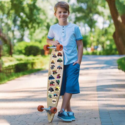 DULEFUN 50PCS Monster Truck Stickers, Truck Car Stickers for kids, Car Stickers Waterproof for Water Bottles Skateboard Car Bike Phone Case Laptop Suitcase, Monster Truck Gifts for Girls Boys Party in Saudi Arabia