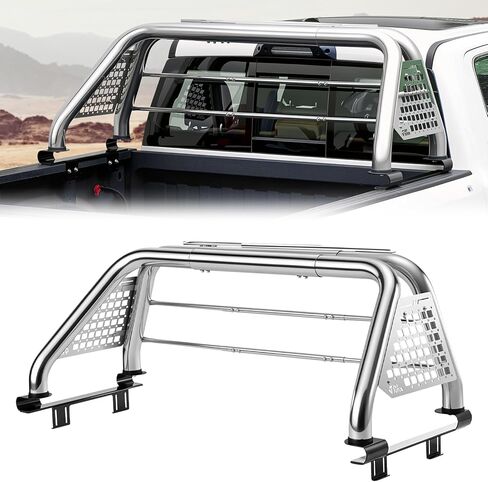 قضيب لف JOYTUTUS للشاحنة كاملة الحجم من الفولاذ المقاوم للصدأ رف مطاردة رياضي متوافق مع F150، F250، F350، Silverado، Sierra، Ram 1500 2500 3500، Tundra in Kuwait