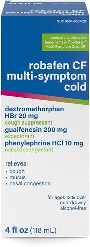 Major Robafen CF Multi-Symptom Peak Cold Cough Syrup Dextromethorphan 20mg / Guaifenesin 200mg / Phenylephrine 10mg - 4 fl oz in Saudi Arabia