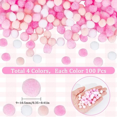 SUNNYCLUE 400Pcs Small Pink Pompoms Fuzzy Balls Bulk Valentine's Day 10mm Mini Pom Pom Ball Soft Round Fluffy Puff Cat Kitten Googly Pom Poms for DIY Art Crafts Garland Charms Party Decor Supplies in Saudi Arabia