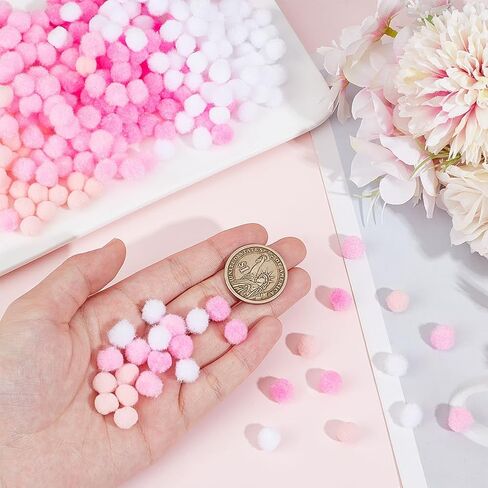 SUNNYCLUE 400Pcs Small Pink Pompoms Fuzzy Balls Bulk Valentine's Day 10mm Mini Pom Pom Ball Soft Round Fluffy Puff Cat Kitten Googly Pom Poms for DIY Art Crafts Garland Charms Party Decor Supplies in Saudi Arabia