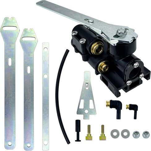 طقم صمام التحكم في الارتفاع H01501UD مع صمام تفريغ مفتوح عادةً - يستبدل 12258، 758-12258، 80-1501 - مجموعة صمام تسوية تعليق الهواء مع 3 رافعات وتركيبات لمقطورة الشاحنة RV in Kuwait
