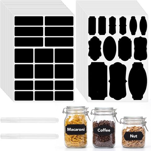 465Pcs Labels for Jars, for Storage Bins, for Food Containers Black Chalkboard Labels Waterproof Pantry Labels with 2 Liquid Chalk Marker in Kuwait