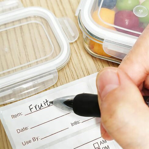1400 Pcs Food Date Stickers, 1 x 2 Inch Removable Date Labels for Freezer & Refrigerator Food Containers, Easy to Write- Blue & Red in Kuwait