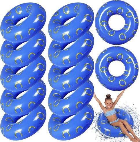 Simgoing 12 Pack Inflatable Pool Floats for Kids 24 Inch Glitter Swimming Ring with Sequined Inflatable Pool Tubes Toys for Boy Girl Summer Vacation Beach Party Favors in Kuwait
