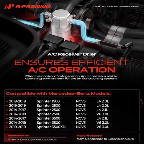A-Premium Steel Air Conditioning A/C Receiver Drier Compatible with Mercedes-Benz Sprinter 1500 3500XD 2019, Sprinter 2500 3500 2014-2019, Black in Kuwait