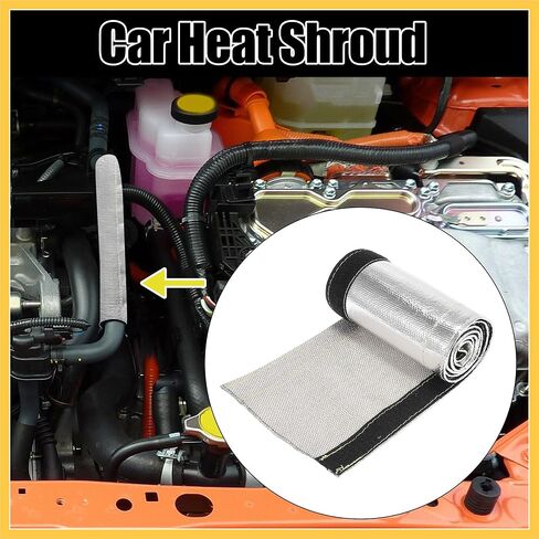 Car Heat Shroud 1-1/2" ID 3.2ft Aluminized Sleeving Insulated Shield Sleeve Heat Wire Shield Sleeve for 1-1/2" OD Fuel Lines Heat Protection Auto Replacement Parts in Kuwait