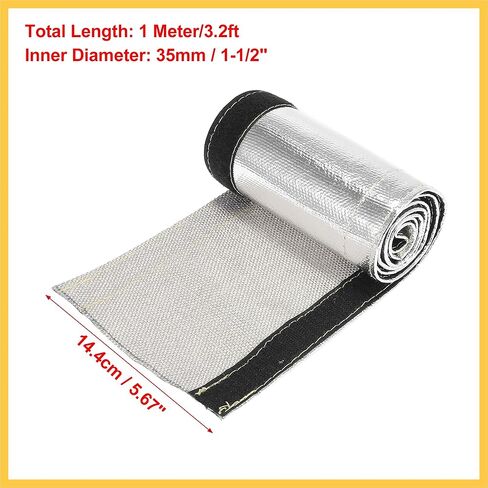 Car Heat Shroud 1-1/2" ID 3.2ft Aluminized Sleeving Insulated Shield Sleeve Heat Wire Shield Sleeve for 1-1/2" OD Fuel Lines Heat Protection Auto Replacement Parts in Kuwait
