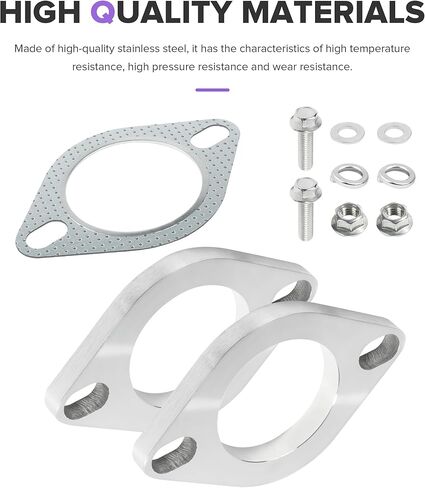 Muffler Repair Kit,Car Accessories Stainless Steel Exhaust System Kit with Gasket and Bolts,Automotive Replacement Exhaust Flanges,Used to Keep the Normal Operation of Automobile (2.5") in Kuwait