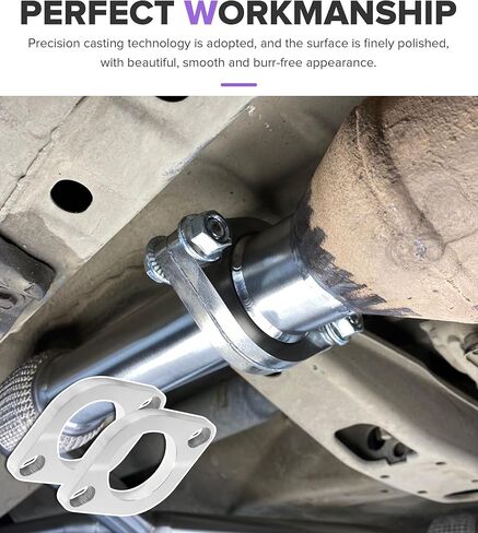 Muffler Repair Kit,Car Accessories Stainless Steel Exhaust System Kit with Gasket and Bolts,Automotive Replacement Exhaust Flanges,Used to Keep the Normal Operation of Automobile (2.5") in Kuwait
