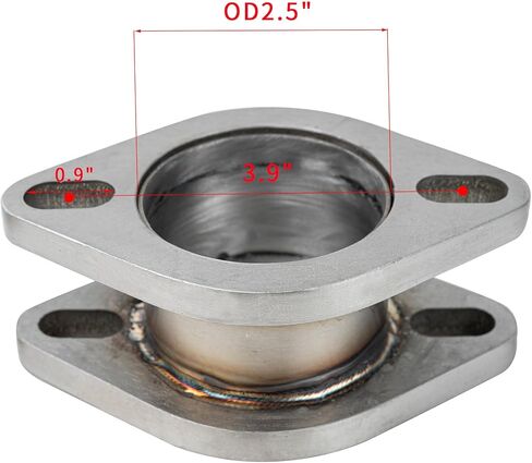 2 1/2 Inch OD (2.5") 2 Bolt Exhaust Flange Double Flanged Connector Pipe, T304 Stainless Steel Weld-On Adapter, Universal Exhaust Coupler, Exhaust Pipe Fittings for Exhaust System Repair in Kuwait