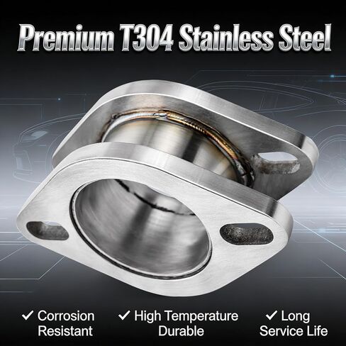 2 1/2 Inch OD (2.5") 2 Bolt Exhaust Flange Double Flanged Connector Pipe, T304 Stainless Steel Weld-On Adapter, Universal Exhaust Coupler, Exhaust Pipe Fittings for Exhaust System Repair in Kuwait