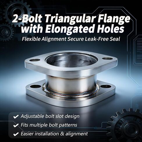 2 1/2 Inch OD (2.5") 2 Bolt Exhaust Flange Double Flanged Connector Pipe, T304 Stainless Steel Weld-On Adapter, Universal Exhaust Coupler, Exhaust Pipe Fittings for Exhaust System Repair in Kuwait
