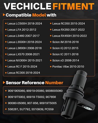 مستشعر موضع عمود الحدبات MOTOALL متوافق مع Toyota Corolla Camry RAV4 Tacoma Highlander 4Runner Sienna Tundra Prius Lexus ES350 RX350 RX450H ES300H IS350 GX460 LX570 Scion tC xD in Kuwait