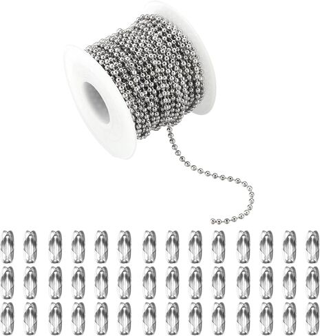 66Feet Ball Bead Chain Black Stainless Steel Dog Tag Chain with Matching Connectors for Jewelry Making Necklace Hanging Bracelets Keychain(2.4mm) in Saudi Arabia