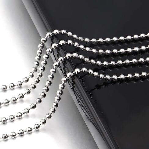 66Feet Ball Bead Chain Black Stainless Steel Dog Tag Chain with Matching Connectors for Jewelry Making Necklace Hanging Bracelets Keychain(2.4mm) in Saudi Arabia
