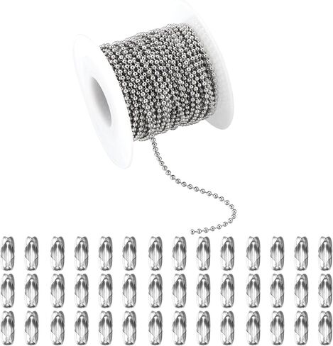 66Feet Ball Bead Chain Black Stainless Steel Dog Tag Chain with Matching Connectors for Jewelry Making Necklace Hanging Bracelets Keychain(2.4mm) in Saudi Arabia