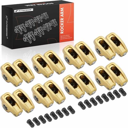 A-Premium 16Pcs Aluminum Engine Roller Rocker Arms Kit with Needle Bearings Compatible with Chevy SBC(Small Block) 350, 1.6 Ratio in Kuwait
