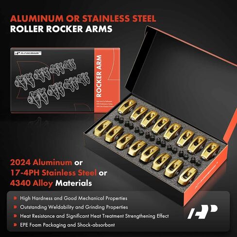 A-Premium 16Pcs Aluminum Engine Roller Rocker Arms Kit with Needle Bearings Compatible with Chevy SBC(Small Block) 350, 1.6 Ratio in Kuwait