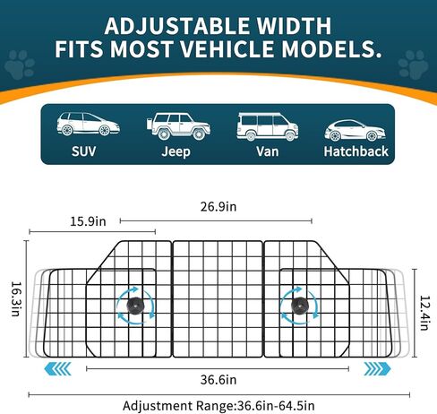 ERYTLLY Dog Car Barriers, Dog Barrier for SUV, Vehicles, Dividers, Dog Barrier for Car Heavy Duty Wire Adjustable Car Dog Barrier with Front Seat Mesh Pet Barrier Net Organizer (Black) in Saudi Arabia