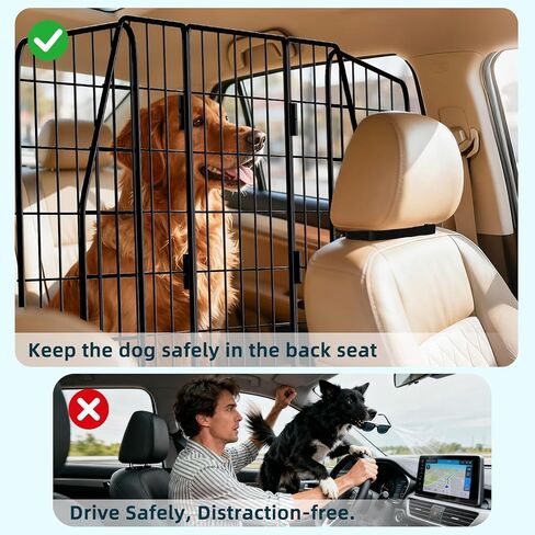 ERYTLLY Dog Car Barriers, Dog Barrier for SUV, Vehicles, Dividers, Dog Barrier for Car Heavy Duty Wire Adjustable Car Dog Barrier with Front Seat Mesh Pet Barrier Net Organizer (Black) in Saudi Arabia