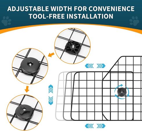 ERYTLLY Dog Car Barriers, Dog Barrier for SUV, Vehicles, Dividers, Dog Barrier for Car Heavy Duty Wire Adjustable Car Dog Barrier with Front Seat Mesh Pet Barrier Net Organizer (Black) in Saudi Arabia