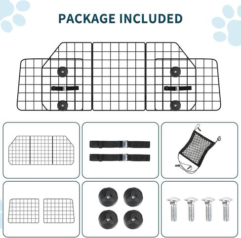 ERYTLLY Dog Car Barriers, Dog Barrier for SUV, Vehicles, Dividers, Dog Barrier for Car Heavy Duty Wire Adjustable Car Dog Barrier with Front Seat Mesh Pet Barrier Net Organizer (Black) in Saudi Arabia
