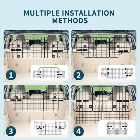 ERYTLLY Dog Car Barriers, Dog Barrier for SUV, Vehicles, Dividers, Dog Barrier for Car Heavy Duty Wire Adjustable Car Dog Barrier with Front Seat Mesh Pet Barrier Net Organizer (Black) in Saudi Arabia