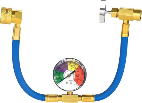 Ohleats R134A Refrigerant Charge Hose Kit, 15.4" R134a AC Refrigerant Charging Hose with Gauge, Auto A/C Refrigerant Dispensing Valve Recharge Nylon Hose Kit, Car Accessories (38cm) in Kuwait