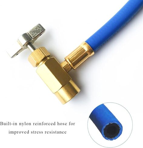 Ohleats R134A Refrigerant Charge Hose Kit, 15.4" R134a AC Refrigerant Charging Hose with Gauge, Auto A/C Refrigerant Dispensing Valve Recharge Nylon Hose Kit, Car Accessories (38cm) in Kuwait