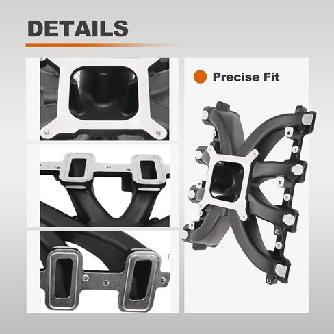 مشعب السحب المكربن ​​من الألومنيوم بطائرة واحدة 300-132 متوافقة مع Chevy Small Block SBC 1997-2007 مناسب لـ GM LS1/LS2/LS6 V8 4.8L 5.3L 5.7L 6.0L مشعب السحب 300-132 أسود in Kuwait
