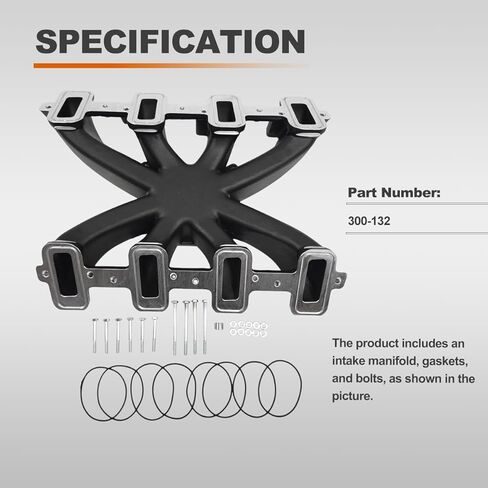 مشعب السحب المكربن ​​من الألومنيوم بطائرة واحدة 300-132 متوافقة مع Chevy Small Block SBC 1997-2007 مناسب لـ GM LS1/LS2/LS6 V8 4.8L 5.3L 5.7L 6.0L مشعب السحب 300-132 أسود in Kuwait