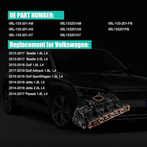 AULINK 06L133201AS Intake Manifold with Solenoid Valve Sensor For VW Beetle 2013-2017,Golf 2015-2018,Golf Alltrack 2017-2019,Golf SportWagen 2015-2019,Jetta 2014-2018,Passat 2014-2017 1.8L 2.0L L4 in Kuwait