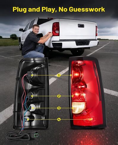 Tail Light Assembly Compatible with 2003 2004 2005 2006 Chevy Silverado 1500 1500HD 2500 2500HD 3500 2007 Chevrolet Classic OE Style Taillight Rear Lamp Driver and Passenger Side w/Bulbs in Kuwait