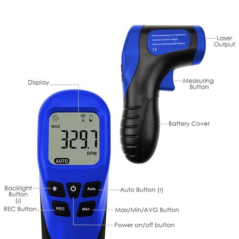 Laser Photo Tachometer RPM Gauge Tester for Engine Digital and Analog Non-Contact, Handheld Automotive Tachometer for Accurate RPM Measurement with Rotational Record in Kuwait