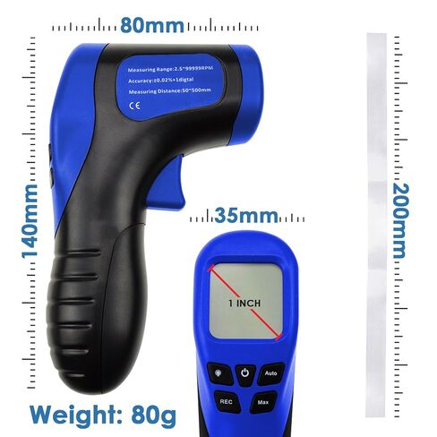 Laser Photo Tachometer RPM Gauge Tester for Engine Digital and Analog Non-Contact, Handheld Automotive Tachometer for Accurate RPM Measurement with Rotational Record in Kuwait