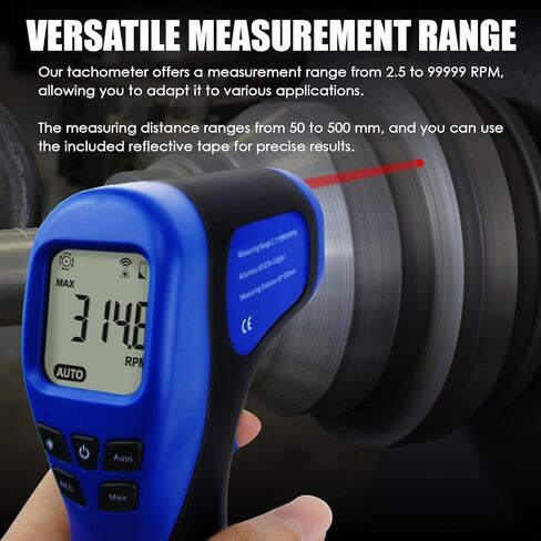 Laser Photo Tachometer RPM Gauge Tester for Engine Digital and Analog Non-Contact, Handheld Automotive Tachometer for Accurate RPM Measurement with Rotational Record in Kuwait