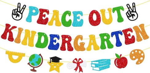 Kindergarten Graduation Banner Peace Out Kindergarten Banner Congrats Grad Class of 2026 End of School Year Theme Decor Next Stop 1st Grade School Graduation Party Supplies in Kuwait