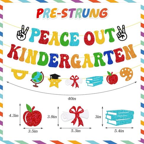 Kindergarten Graduation Banner Peace Out Kindergarten Banner Congrats Grad Class of 2026 End of School Year Theme Decor Next Stop 1st Grade School Graduation Party Supplies in Kuwait