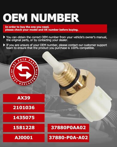 1ST 37880-P0A-A02 Intake Air Charge Temperature Sensor Fits for Acura CL RL TL MDX 1996-2004, for Honda Accord CR-V Odyssey Pilot 1994-2004, Replaces OE: 1435075 1581228 AJ0001 in Kuwait
