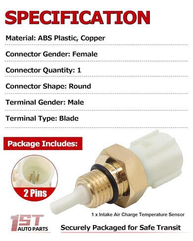 1ST 37880-P0A-A02 Intake Air Charge Temperature Sensor Fits for Acura CL RL TL MDX 1996-2004, for Honda Accord CR-V Odyssey Pilot 1994-2004, Replaces OE: 1435075 1581228 AJ0001 in Kuwait