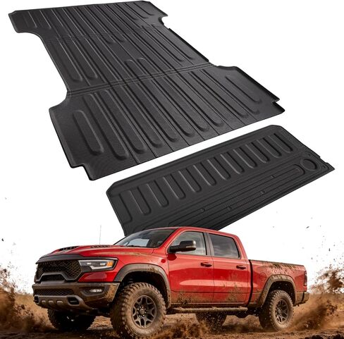 6.4FT مفرش سرير الشاحنة وحصيرة الباب الخلفي لـ Dodge Ram: لـ Ram1500 2009-2018 &Ram 2500/3500 2009-2026 &Ram1500 Classic 2019-2024 مفرش سرير (6.4FT/ 76.3 بوصة)، ملحقات حماية بطانة السرير لجميع الأحوال الجوية in Kuwait