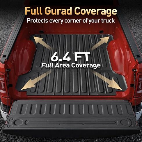 6.4FT مفرش سرير الشاحنة وحصيرة الباب الخلفي لـ Dodge Ram: لـ Ram1500 2009-2018 &Ram 2500/3500 2009-2026 &Ram1500 Classic 2019-2024 مفرش سرير (6.4FT/ 76.3 بوصة)، ملحقات حماية بطانة السرير لجميع الأحوال الجوية in Kuwait