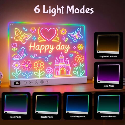 لوحة رسم LED قابلة لإعادة الشحن مقاس 16 بوصة للأطفال، لوحة ملاحظات LED Doodle مع الألوان، لوحة رسم مضيئة نيون مع علامات وورق تتبع، أفكار إبداعية لهدية عيد الفصح وعيد الميلاد in Kuwait