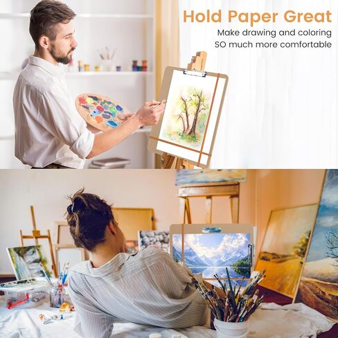 لوح رسم مكون من قطعتين، لوحات رسم محمولة مقاس 17 × 13 بوصة مع شريطين مطاطيين، سهلة الاستخدام والحمل، لوحة فنية للرسم أثناء السفر في الاستوديو، بني in Kuwait