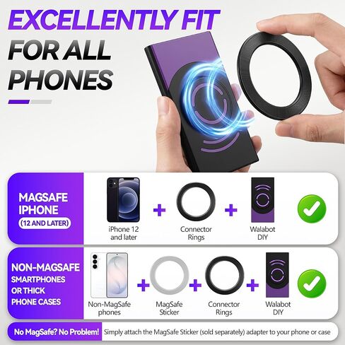 حلقة موصل متوافقة مع Walabot DIY 2 و2M - حلقات موصل مغناطيسية، ملاءمة دقيقة، ملحق هاتف لاصق قوي لتكامل الماسح الضوئي على الحائط، حامل الماسح الضوئي على الحائط لإيجاد مسمار ثابت in Kuwait